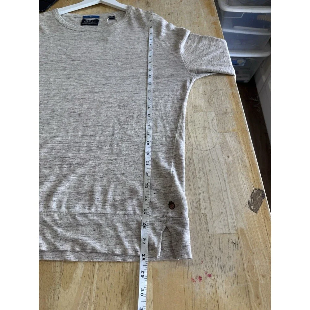 Scotch & Soda Men's Heathered Oatmeal Crewneck Linen Long Sleeve Medium EUC